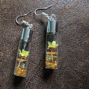 Yellow Floral Glass Earrings